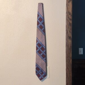 Oleg Cassini Red and Blue Patterned Tie